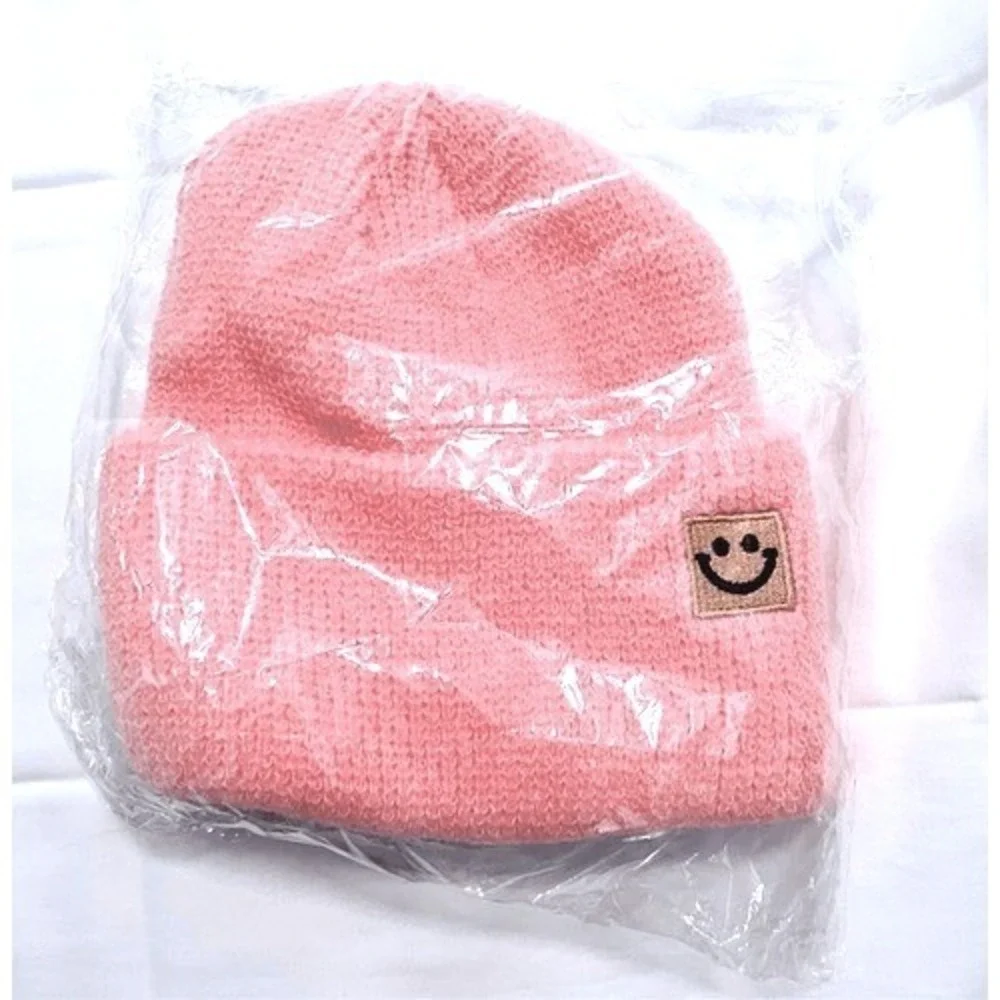 Unisex‎ Winter Cozy Warm Pink Beanie Hat Knit Machine Washable Acrylic Outdoor